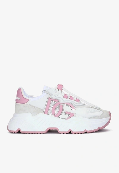Dolce & Gabbana Daymaster Logo-patch Lace-up Trainers In Pink