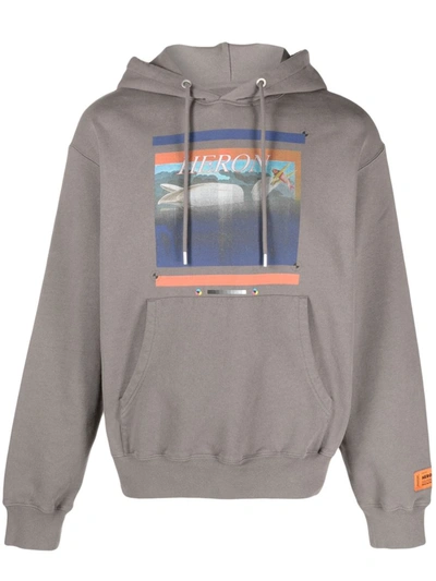 Heron Preston Graphic-print Cotton Hoodie In Grey