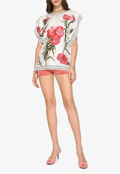 DOLCE & GABBANA CARNATION-PRINT SILK BLOUSE,F760XT GDA9F HA3VL