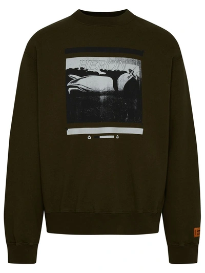 Heron Preston Misprinted Heron Crewneck Sweatshirt In Green