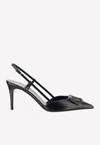 Valentino Garavani Vlogo Signature Satin Slingback Pumps 80mm Woman Black 40.5 In Black