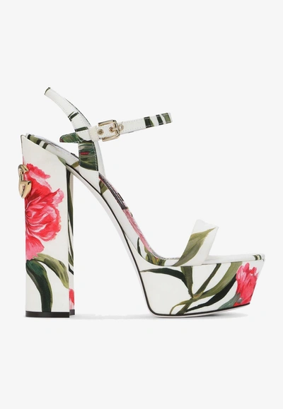 Dolce & Gabbana 105 Carnation-printed Platform Sandals In Multicolor