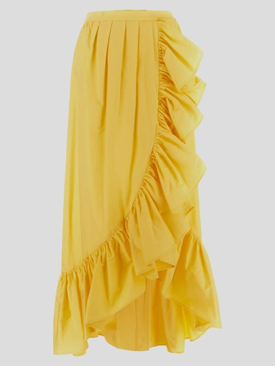 House Of Amen Asymmetrical Ruffle Maxi Skirt In Yellow