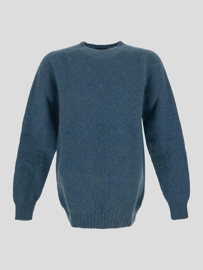 Howlin' Crystal Crewneck Sweater In <p> Knit Sweater In Crystal Blue Wool With Crewneck And Long Sleeves