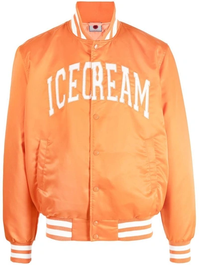 Icecream 棒球风logo飞行员夹克 In Orange