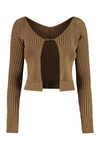 Jacquemus Ribbed-knit Open-front Cardigan In Brown