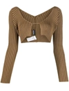 Jacquemus Logo-lettering Cropped Cardigan In Brown