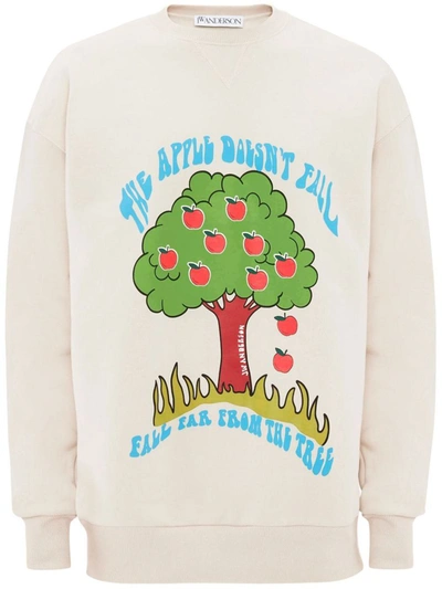 Jw Anderson Apple Tree Sweatshirt In Cream