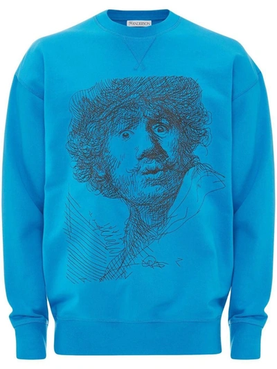 Jw Anderson Rembrandt Embroidered Sweatshirt In Blue