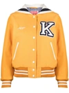 Kenzo Orange  Paris Embroidered Varsity Jacket In Orange