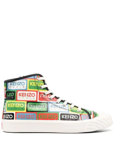 Kenzo Man Sneakers Green Size 9 Textile Fibers In Red