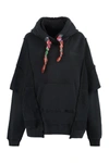 Khrisjoy Towel Cloth Effect Splice Hooded Sweater In Black