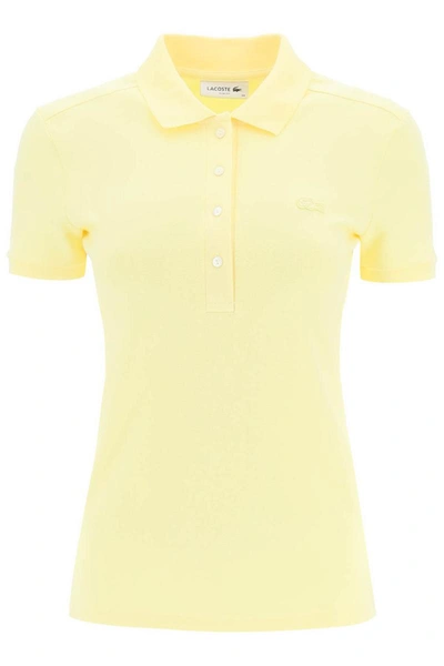 Lacoste Cotton Pique Polo In Yellow