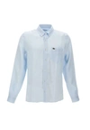 Lacoste Regular Fit Linen Shirt - 16 - 41 In Blue