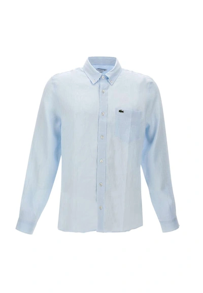 Lacoste Regular Fit Linen Shirt - 15¾ - 40 In Blue