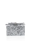 Edie Parker Wolf Shard Marbled Resin Clutch Bag In Silver