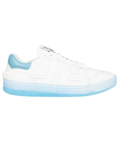 Lanvin Clay Low-top Sneakers In White,light Blue