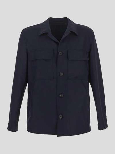 Lardini Military Shirt Jacket In Blue