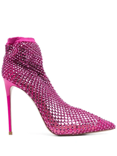 Le Silla Woman Ankle Boots Fuchsia Size 5.5 Textile Fibers In Pink
