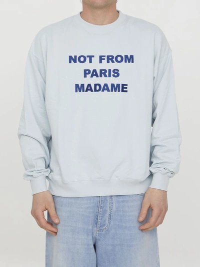 Drôle De Monsieur Slogan-print Sweatshirt In Celeste