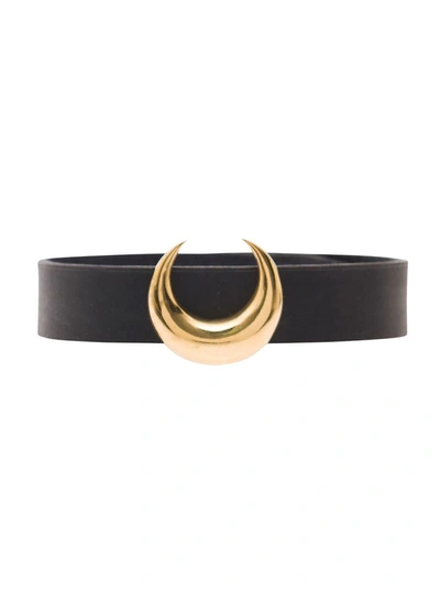 Marine Serre Leather Chocker Necklace In Black,gold