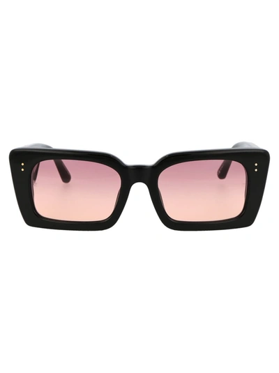 Linda Farrow Nieve Rectangular Frame Sunglasses In Black