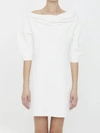 Jil Sander White Cowl Neck Minidress In White