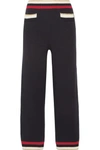 GUCCI STRIPED KNITTED COTTON-BLEND STRAIGHT-LEG PANTS