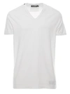 Dolce & Gabbana White T-shirt With All-over Rips And Ri-edition Logo Patch In Cotton Man In White