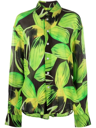 Louisa Ballou Floral-print Long-sleeve Shirt In Multicolor