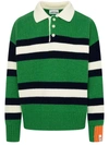 Right For Wool Striped Long Sleeve Polo Shirt In Green
