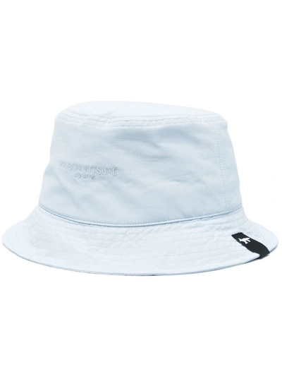 Maison Kitsuné Blue Embroidered Bucket Hat