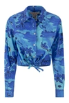 Marni Printed Poplin Drawstring Shirt Dress In Cobalt Blue
