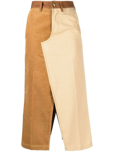Marni X Carhartt Panelled Midi Skirt In Brown