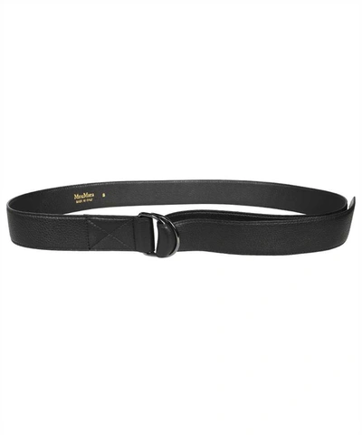 Max Mara Norma Leather Belt In Black