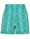 Max Mara Anagni Jersey Logo Jacquard Mini Shorts In Light Blue