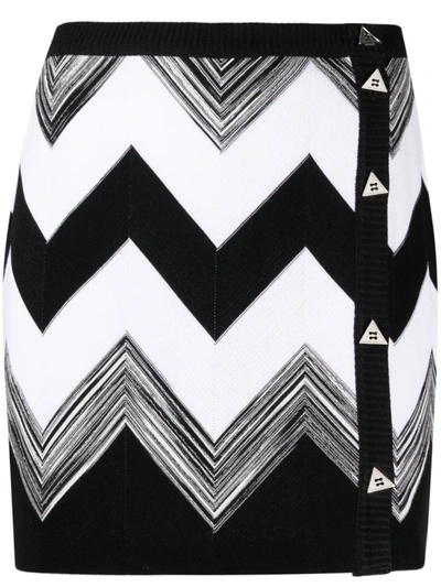 Missoni Zig Zag Cotton Knit Mini Skirt In Black