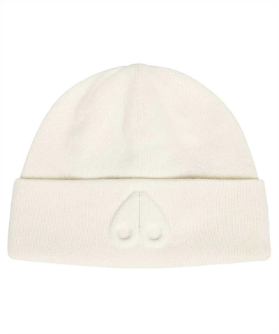 Moose Knuckles Wolcoot Beanie Hat In White