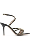 Moschino 90mm Stiletto Heel Leather Sandals In Black