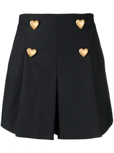 Moschino Heart-shaped Button Detail Shorts In Black