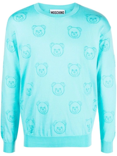 Moschino All-over Toy-bear Print Jumper In Blue