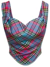VIVIENNE WESTWOOD MULTICOLOR CORSET TOP WITH CHECK MOTIF IN WOOL WOMAN