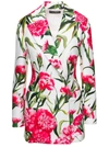Dolce & Gabbana Multicolor Double-breasted Jacket With All-over Garofani Print In Pink