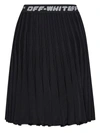 Off-white Black Logo Band Pleated Skirt In 1009