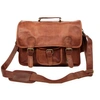 MAHI LEATHER Large Leather Harvard Satchel Messenger Bag In Vintage Brown