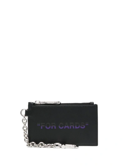 Off-white Leather Credit Card Case In Black