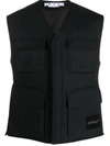 Off-white Wave Tag Padded Vest In Black