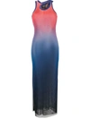 Ottolinger Gradient-print Sleeveless Mesh Maxi Dress In Blue