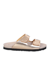 Palm Angels Beige Sandal With Metalized Effect In Metallic