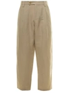 APC 'RENATO' BEIGE CROPPED trousers WITH PINCES IN LINEN AND COTTON MAN